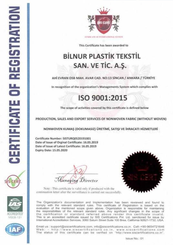 K-TEK Certification Of Registration maske üretim